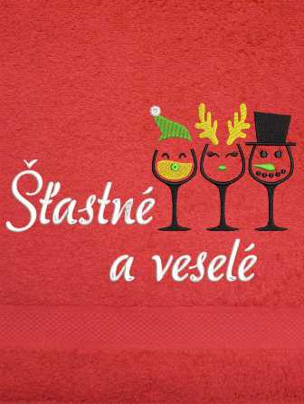 Osuška-vánoční skleničky Veselé Vánoce