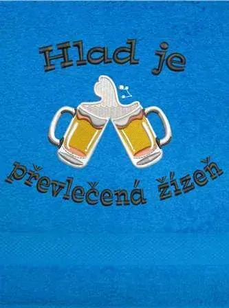 Ručník pro pivaře- Hlad je převlečená žízeň pivo 