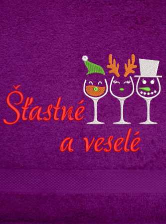 Osuška-vánoční skleničky Veselé Vánoce